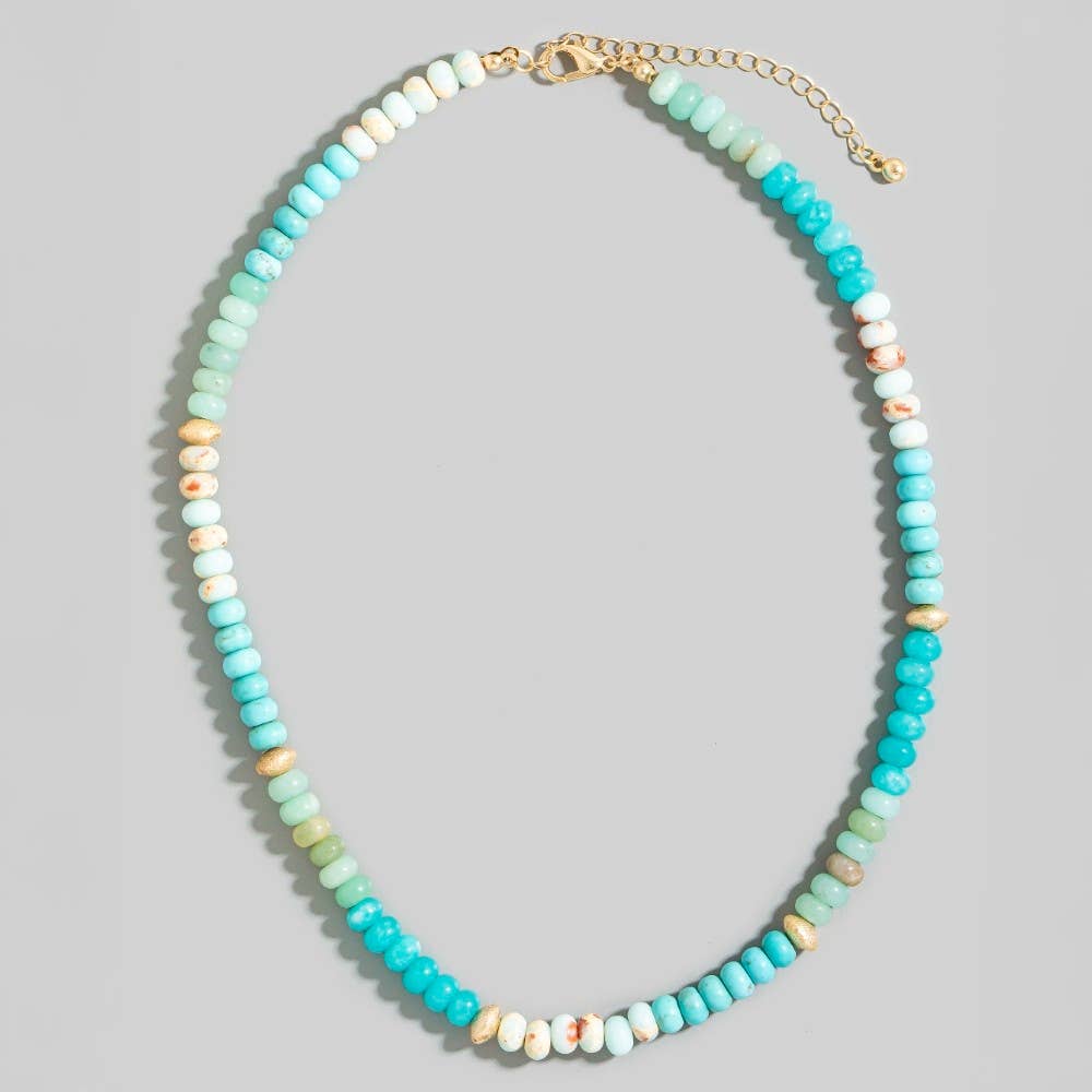 The Looks by Fame Accessories - Wholesale Pendant/Charm Necklace - Mixed Semi Precious Stone Beaded Necklace7