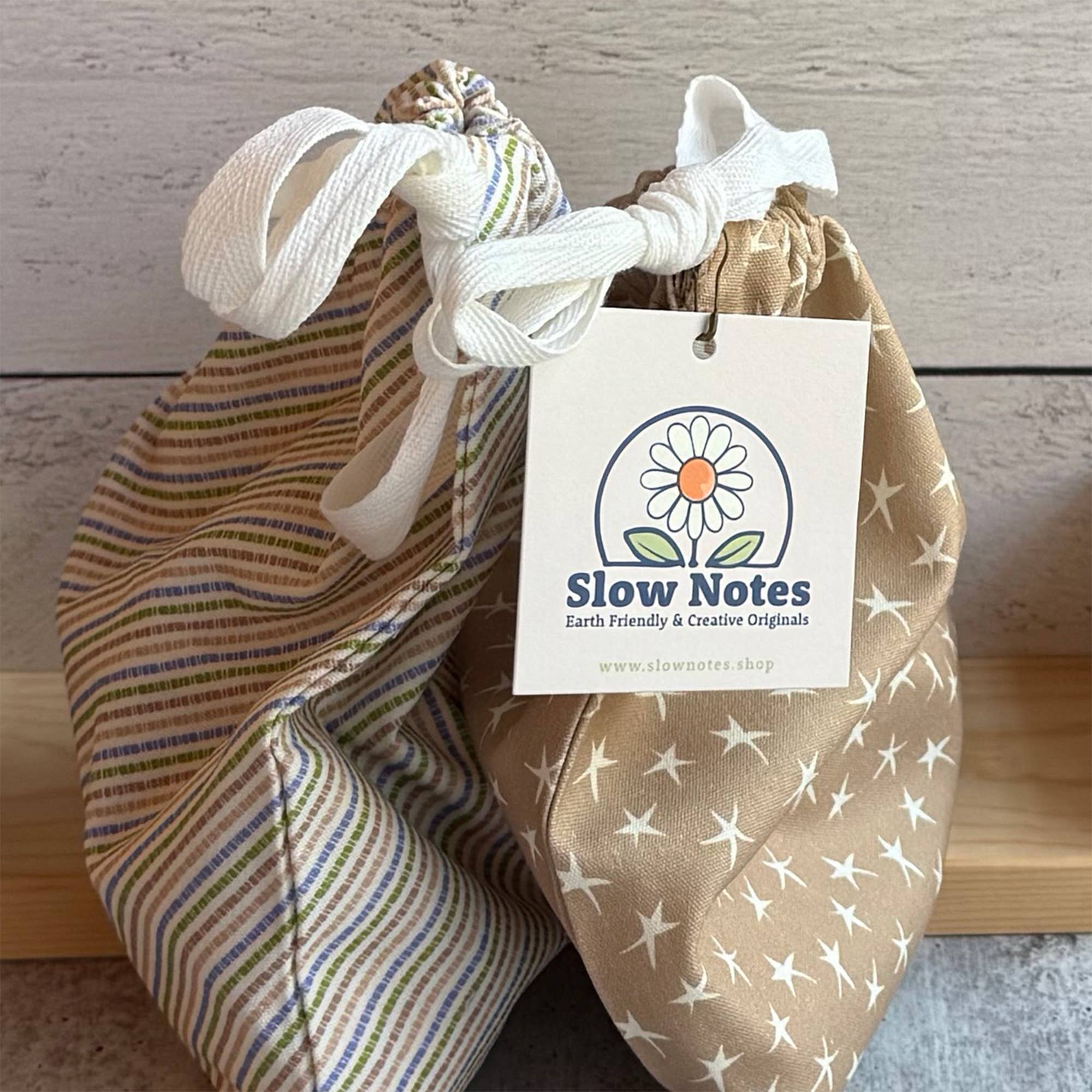 Slow Notes - Wholesale Gift Bag Set/Pack - Reusable Gift Bag Trio – 3-Piece Organic Cotton Set10