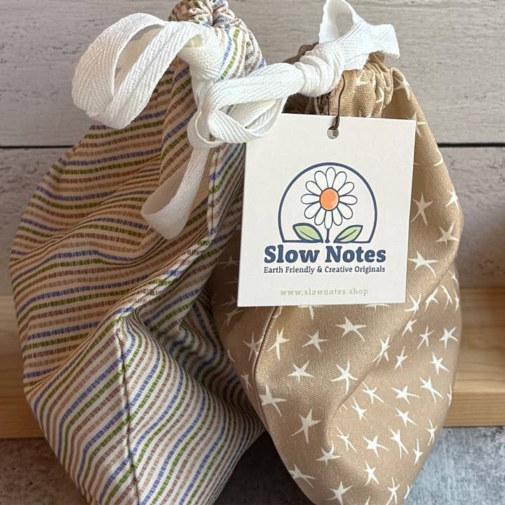 Slow Notes - Wholesale Gift Bag Set/Pack - Reusable Gift Bag Trio – 3-Piece Organic Cotton Set10