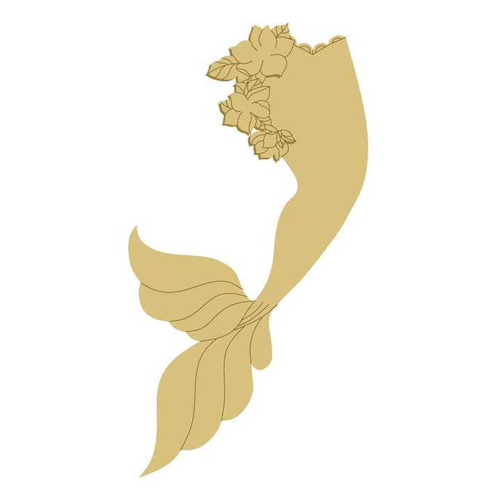 3D Mermaid Tail Unfinished Wood Cutout Style 8 for wholesale by Diverse Woodworking