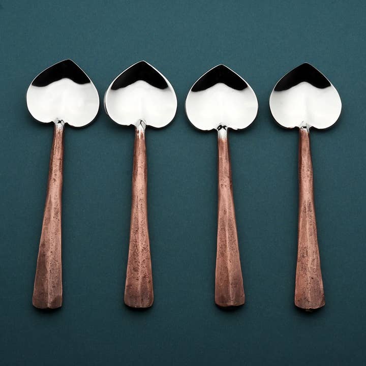 INOX artisans - Wholesale Table Spoon (Cutlery) - INOX Ridge Heart Spoons 4 Pc. Set