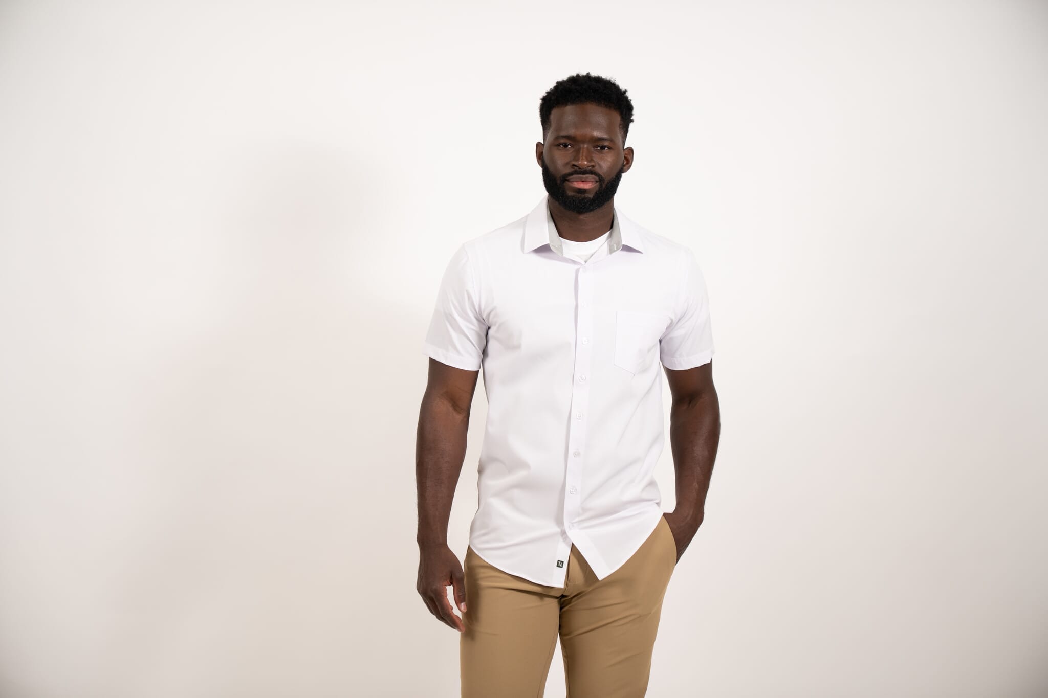 Tough Apparel - Wholesale Button Down Shirt - Men's - White Hustle Dress Shirt - Short Sleeve19