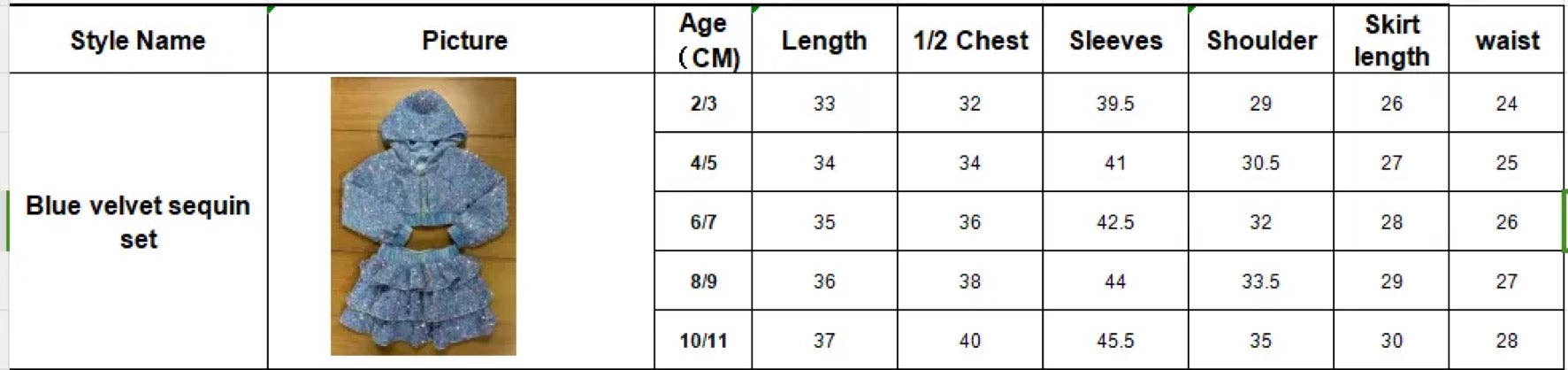 Ellie and Mila - Vente Ensemble haut et jupe – enfant - Ensemble deux pièces bleu avec sequins15