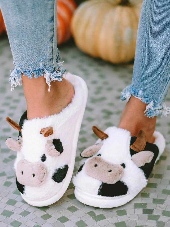 Cow Slippers for wholesale by Live Free & Twirl
