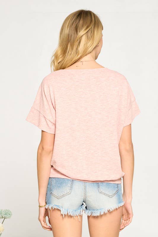 Doe and Rae - Venta al por mayor Blusa - Mujer - Parte superior cuadrada con borde de escalera - 14249T9