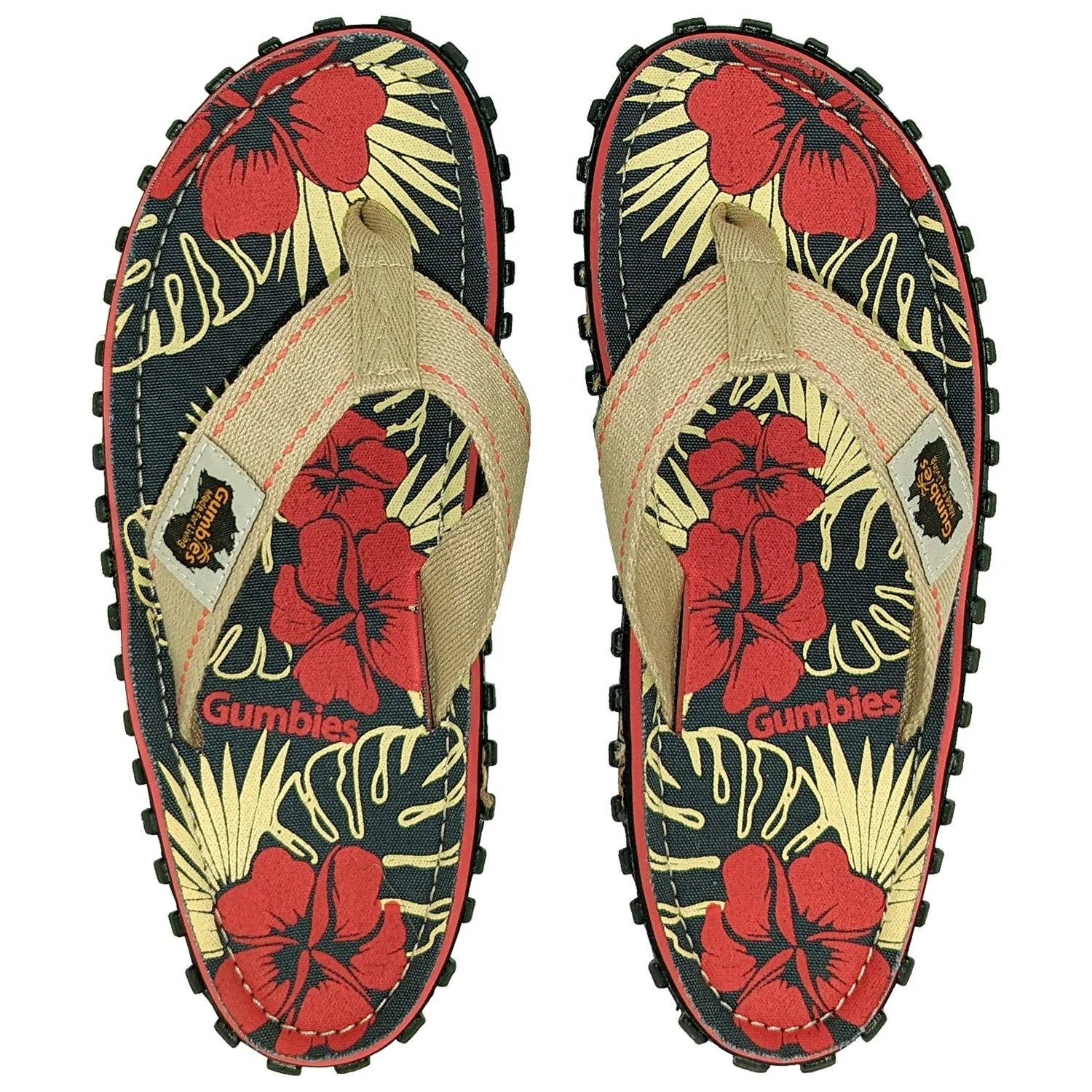 Gumbies Islander Women's Flip-Flops Sandals - Navy & White Deck Chair - Size  5 