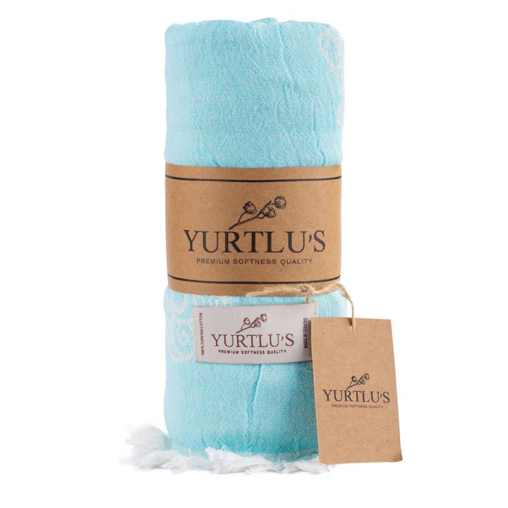 YURTLU'S Harmony Series 38"x72" Turkish Towel Highly Absorbent Pre-Washed - Turquaz for wholesale by YURTLUS
