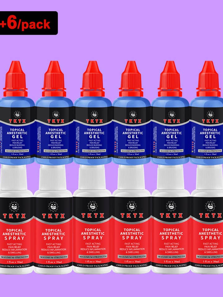 6 stycken TKTX Gel 1,0 fl.oz/st & 6 stycken TKTX Spray 1,0 fl.oz/st för wholesale av TKTX