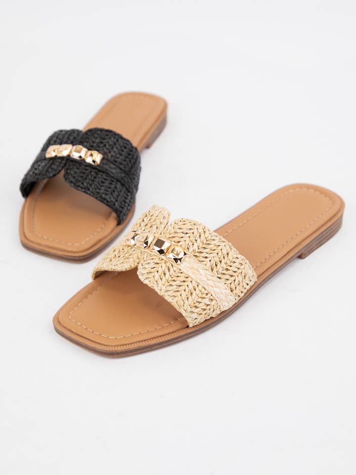 Sandali con tomaia in rafia cubica decorata BRAYLO-29 per la vendita all'ingrosso da parte di CCOCCI