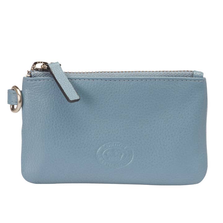 LONDON LEATHERGOODS Pebble Leather Top Zip Coin & Key Purse for wholesale by GH Stafford & Son Ltd