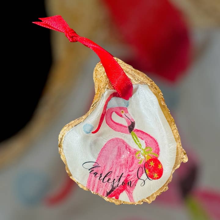 Shells by Shea - Wholesale Ornament - Personalized Christmas Flamingo with Ornament 1