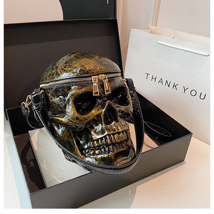 MB Fashion Wholesale - Wholesale Crossbody Bag - Women's - EVERY FASHION 3D Skull Crossbody Bag with Glossy Finish and Dual Zipper Closure13