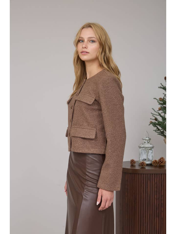 The Workshop Studio - Vente Veste – femme - VESTE EN TWEED UNIE À BOUTONS12