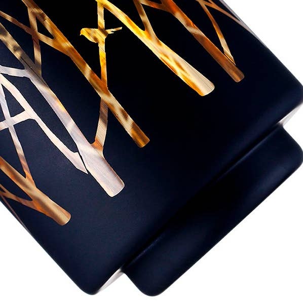 Will's Company - Wholesale Candle Holder - Black & Gold Glass Hurricane with Tree Design - 2 sizes