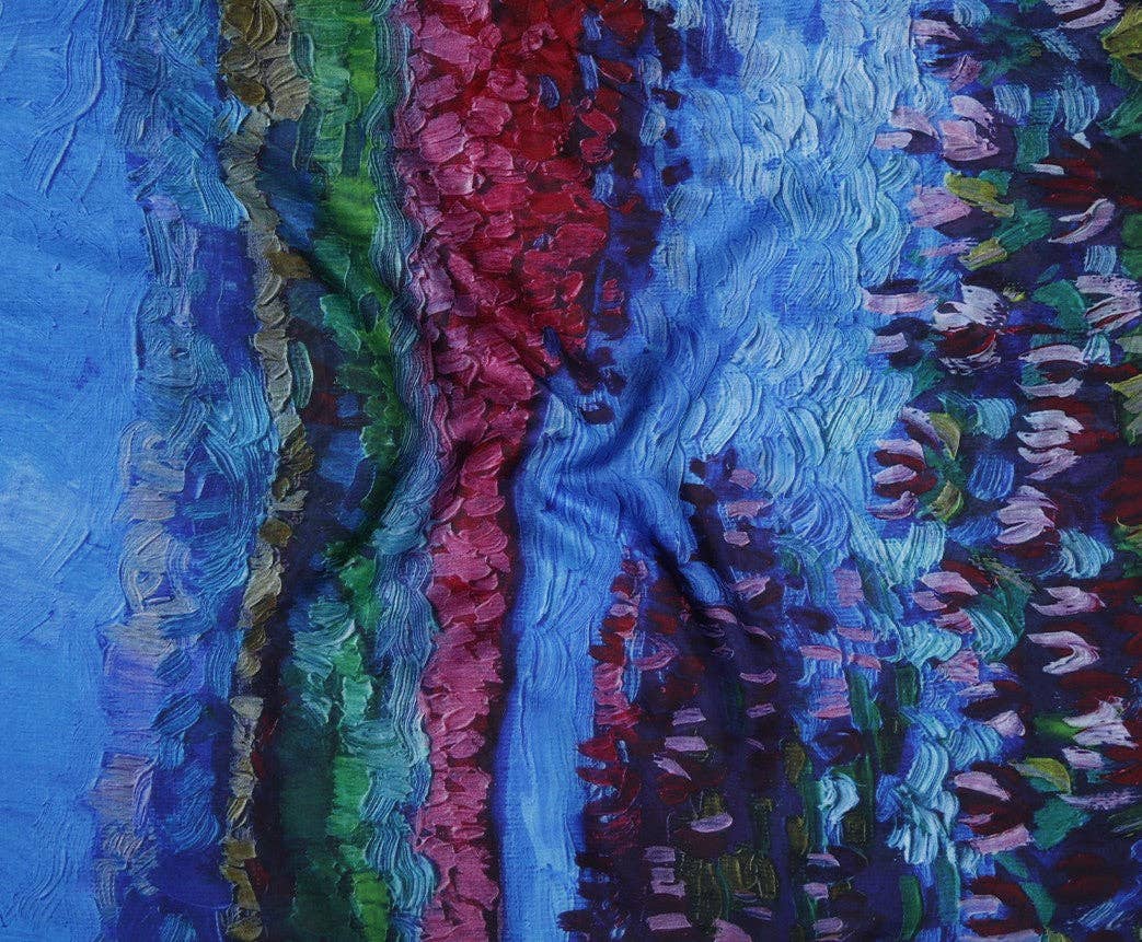 Namaskar Australia - Wholesale Scarf - Women's - Water Lily Lake Abstract Scarf – Merino Wool Silk Designer Wrap | Monet Inspired Old Masters Print1