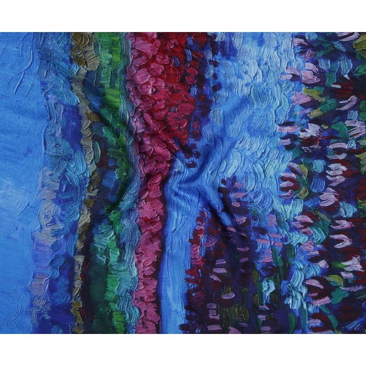 Namaskar Australia - Wholesale Scarf - Women's - Water Lily Lake Abstract Scarf – Merino Wool Silk Designer Wrap | Monet Inspired Old Masters Print1