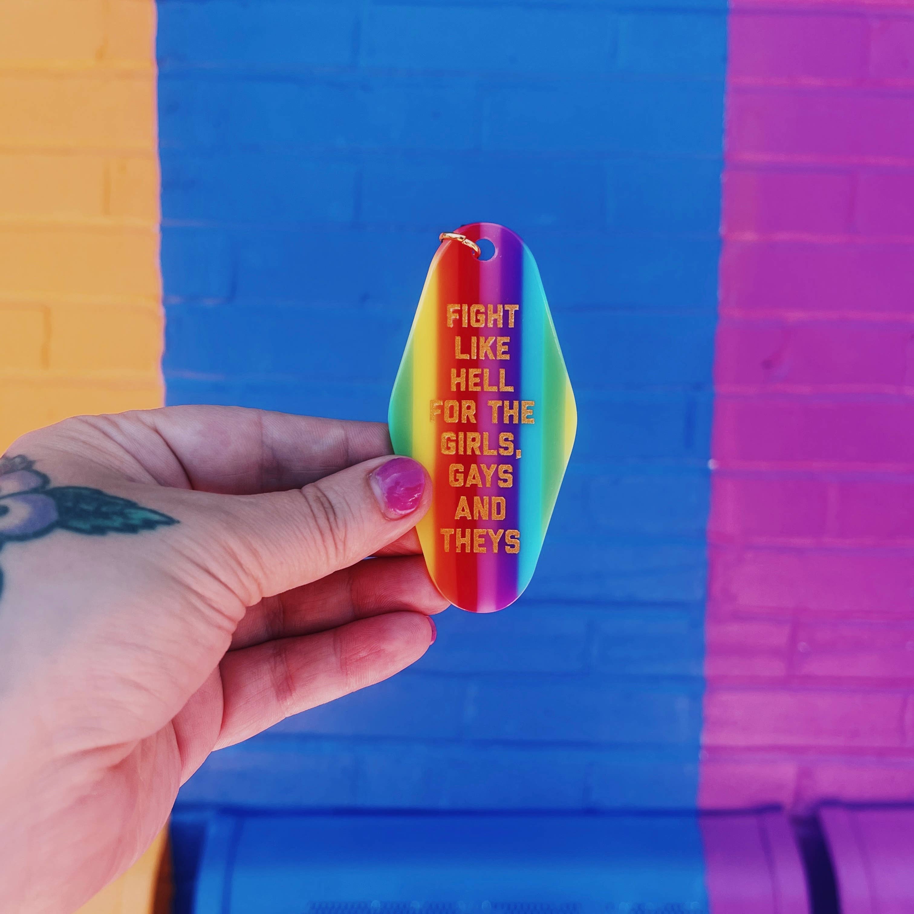 Golden Gems - Vente Porte-clés – unisexe - Battez-vous comme des diables pour les filles, les gays et les non-binaires Porte-clés de motel1