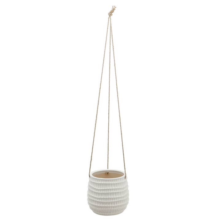 Sagebrook Home - Wholesale Hanging Planter - Ceramic Dimpled Textured Hanging Planter - White, 7 in.4