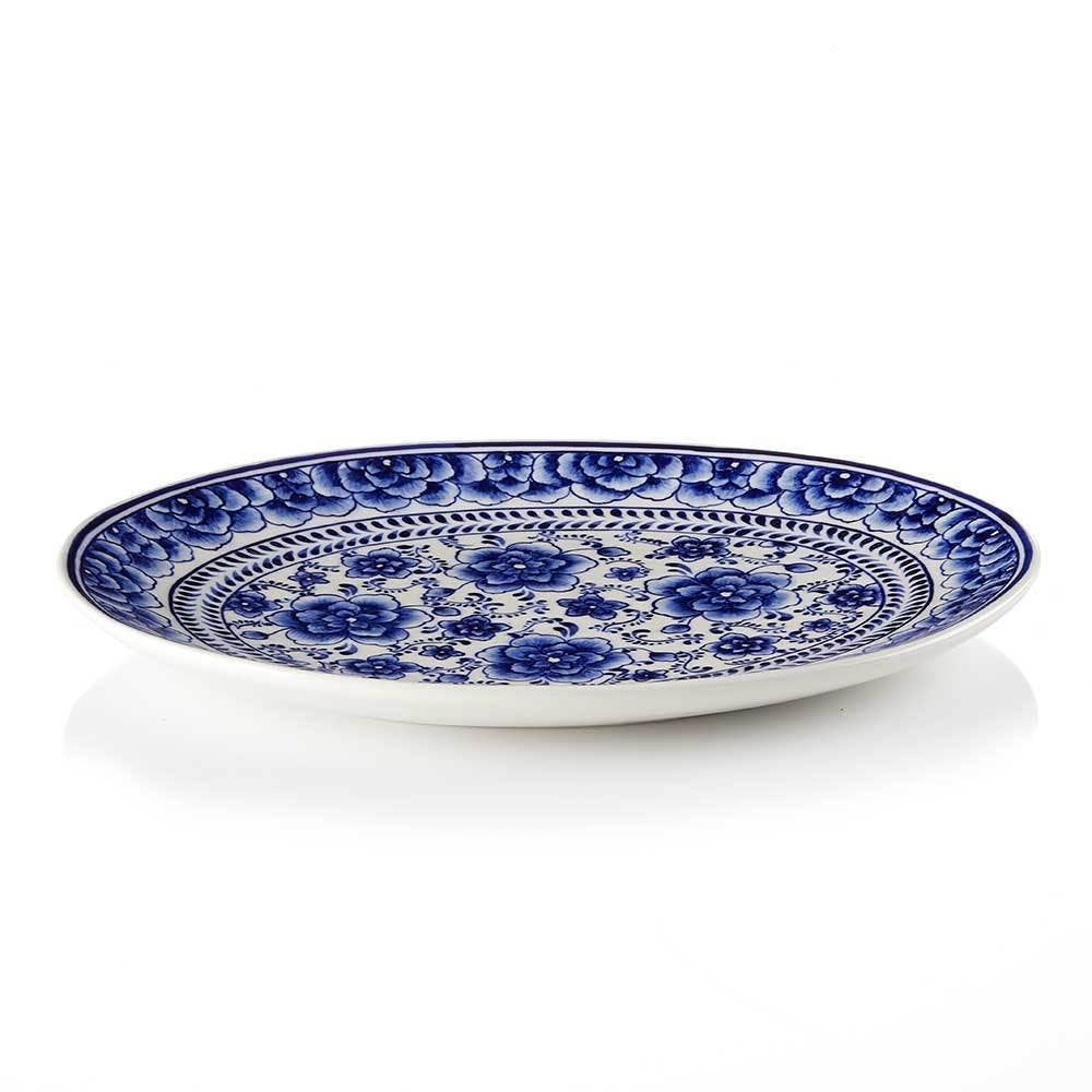 SERRV International - Vente Plateaux - Plat en céramique Indigo Bloom2
