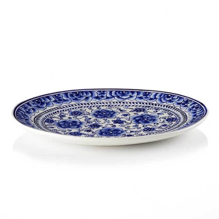 SERRV International - Vente Plateaux - Plat en céramique Indigo Bloom2
