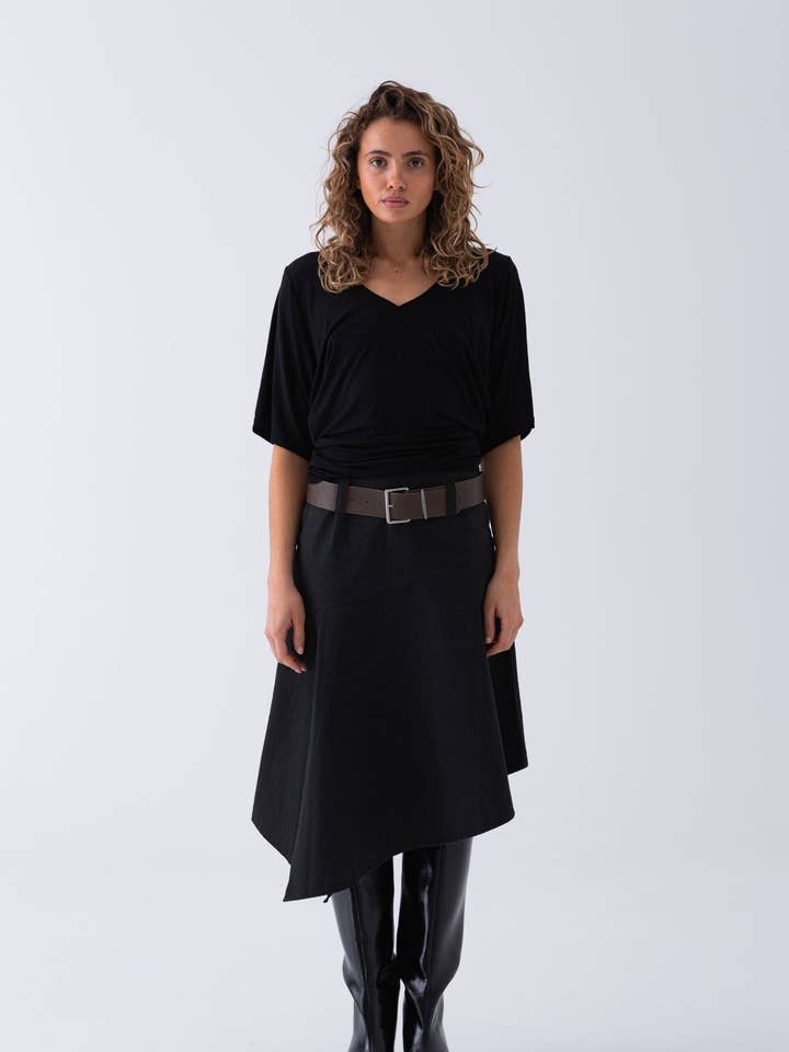 Mira Draped Top - Black for wholesale by Style Addict