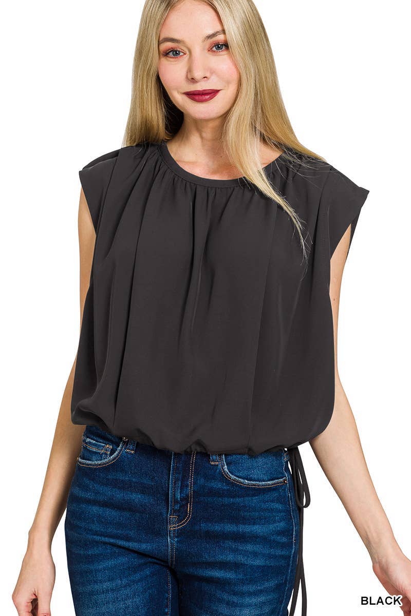 Vanilla Monkey - Wholesale Blouse - Women's - Woven Drawstring Tie Side Sleeveless Top1