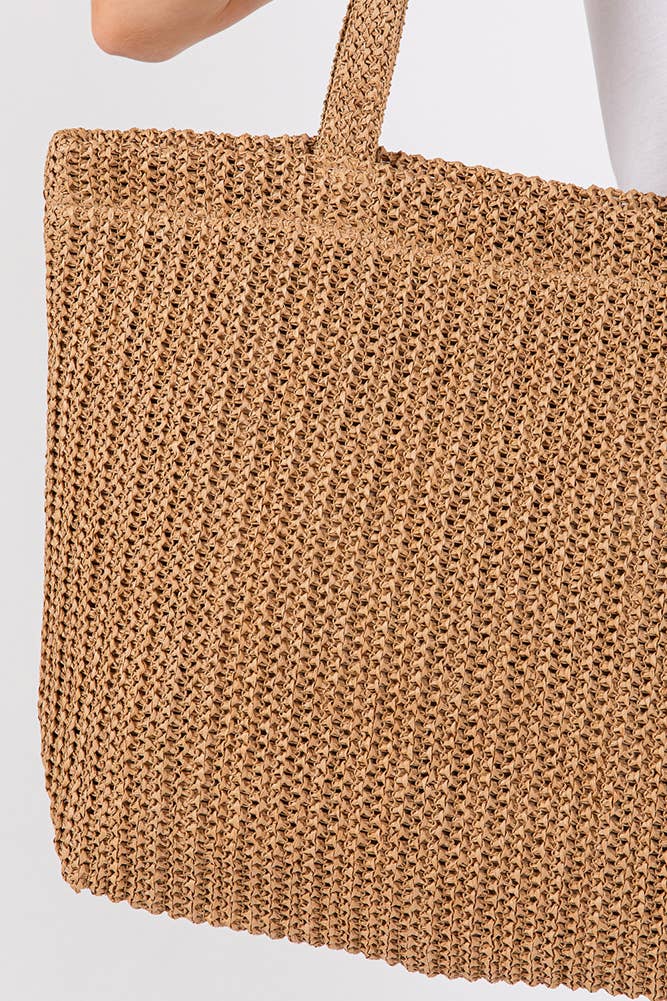 Hana - Wholesale Tote Bag - Women's - Solid Color Crochet Summer Straw Tote Bag73