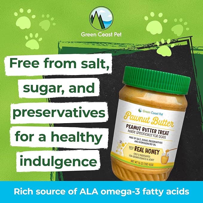 Green Coast Pet - Vente Friandises – chien - Beurre de cacahuète pour chiens avec miel sans xylitol 16 oz3