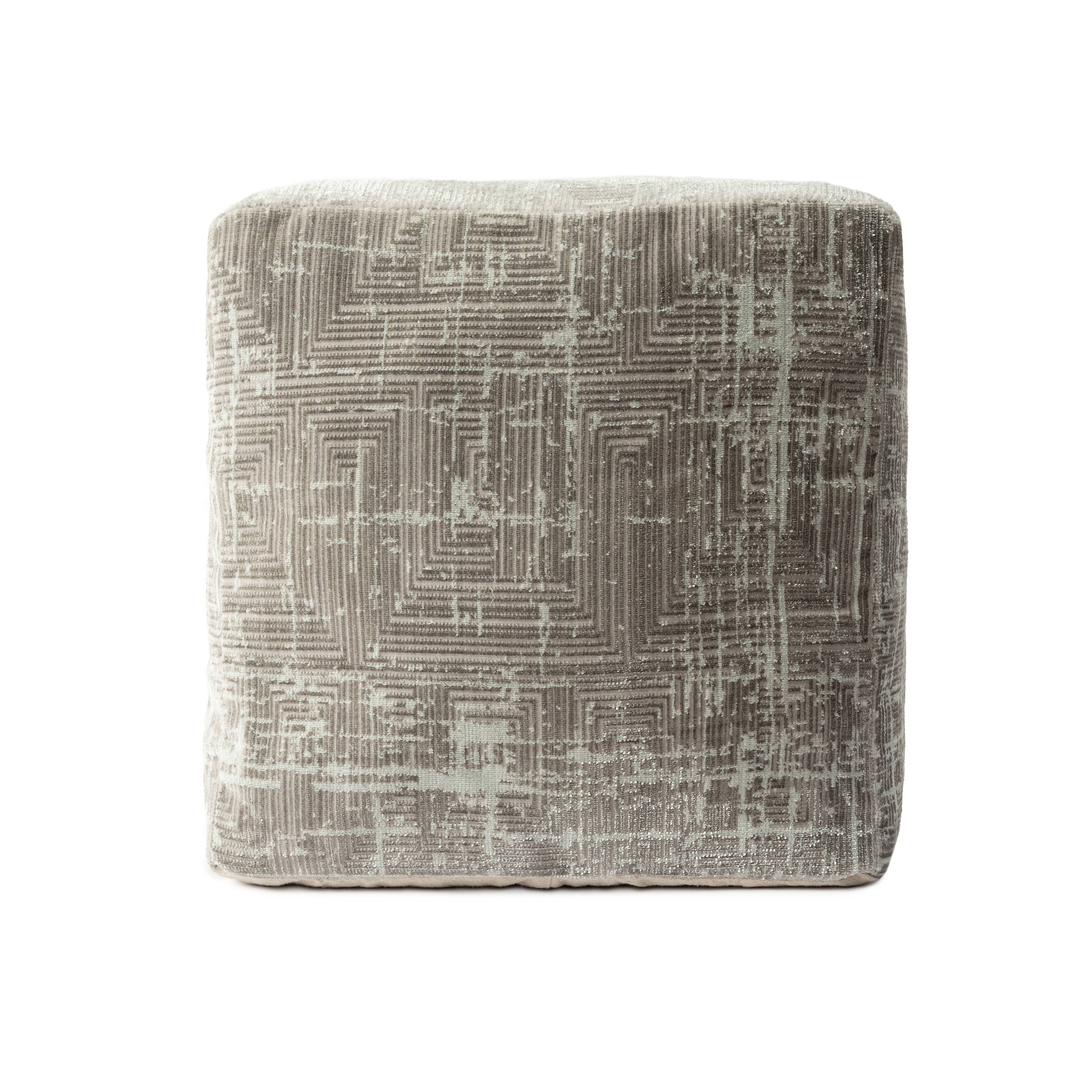 LR Home - Wholesale Pouf - Melisa Transitional Geometric Ultra-Soft Pouf, Gray/Ivory4