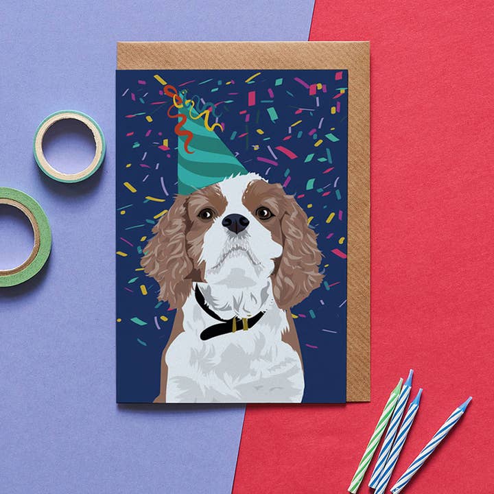 Darcey The King Charles Dog Greeting Card for wholesale by Lorna Syson