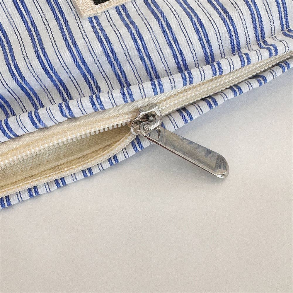 Blue Striped Color Block Portable  Make Up Bag DP25A568 for wholesale on Faire7