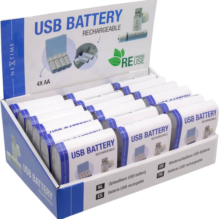 NeXtime - Wholesale Retailer Display - Accessories - USB AA Batteries Display for 18pcs of AABAT0031