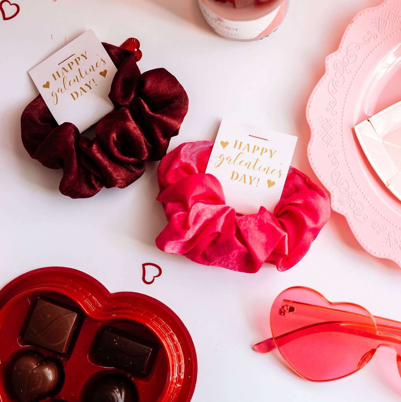 PlumPolkaDot - Wholesale Scrunchie - Women's - Galentine's Day Hair Scrunchie5