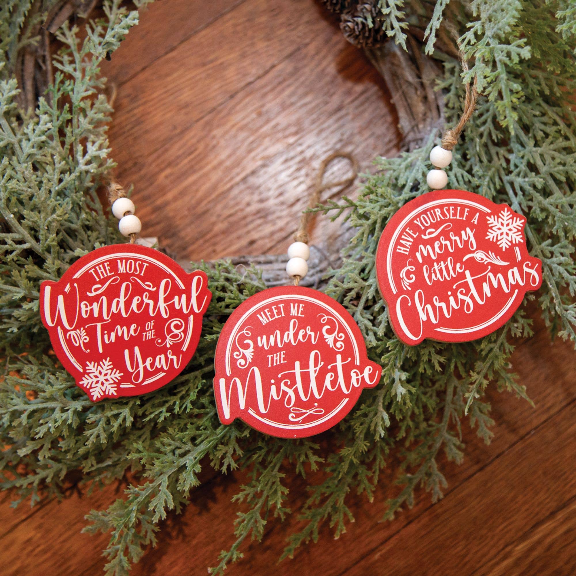 Col House Designs – wholesale Ornament set – 3/Set, Merry Little Christmas Beaded Ornaments1