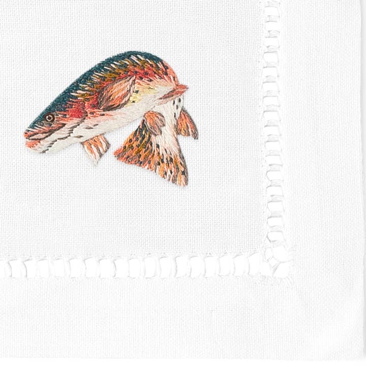 Henry Handwork - Wholesale Dinner & Cloth Napkin - Fishing Cocktail Napkins | Mixed Set of 4