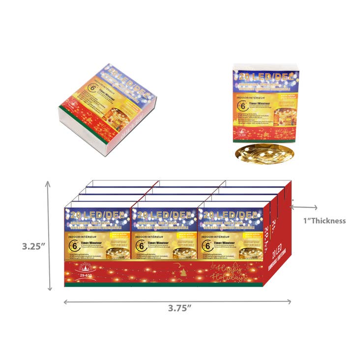 IH Casa Decor - Wholesale String lights - 20LED INDOOR SUBMERSIBLE LIGHTS 6HR TIMER (WARM WHITE 12/PDQ1