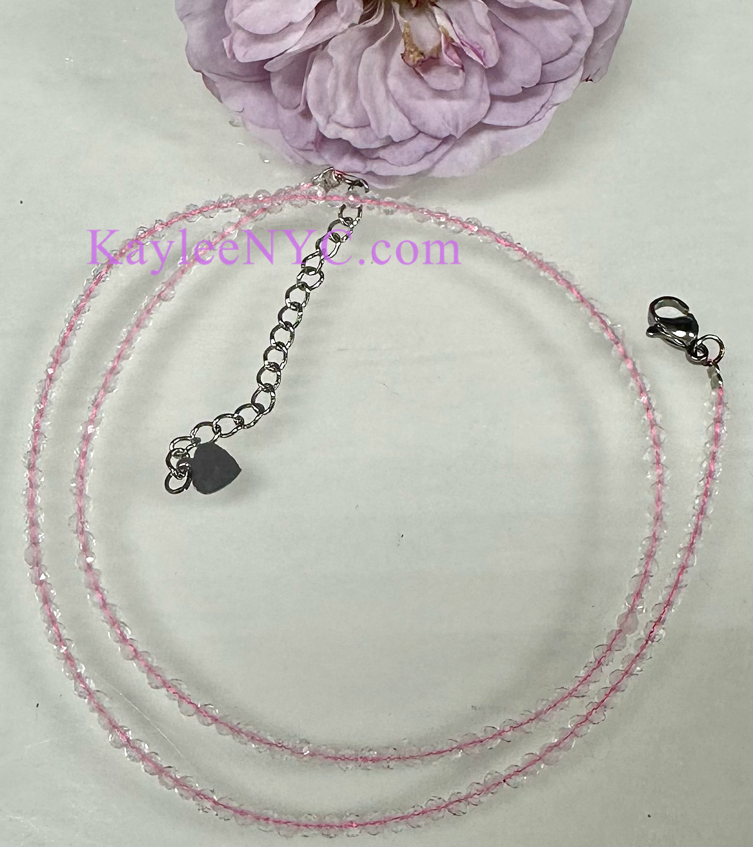 KayleeNYC - Wholesale Beaded/Pearl Necklace - 2mm Natural Rose Quartz Necklaces Crystals Healing Energy5