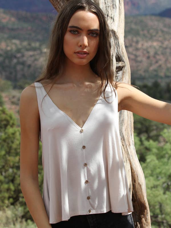 ANGIE - Wholesale Tank Top - Women's - X2T72-ASIS V NECK SWINGY TANK TOP WITH OPEN BACK BASIC TANK