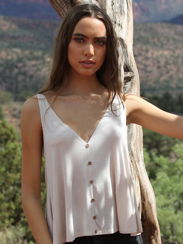 X2T72-ASIS V NECK SWINGY TANK TOP WITH OPEN BACK BASIC TANK for wholesale by ANGIE