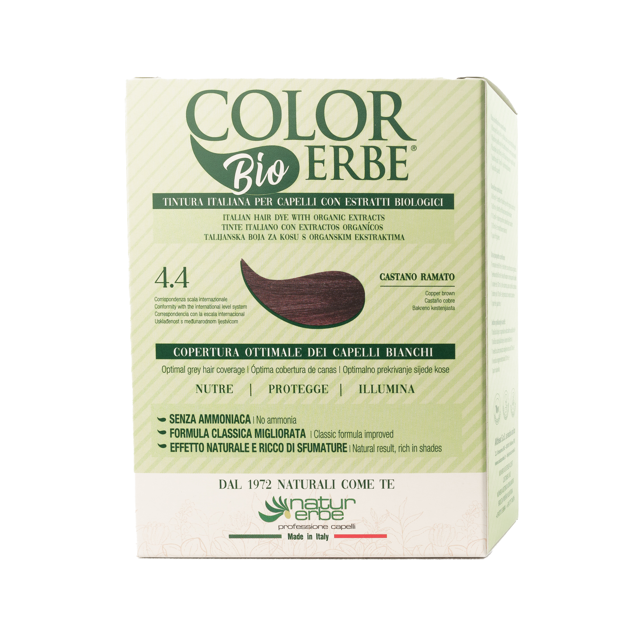 COLOR ERBE - Wholesale Hair Dye - Organic Copper Brown Herbal Color Dye (4.4) - Made in Italy4