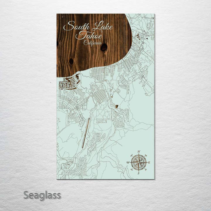 Fire and Pine Wood Maps – Großhandel Karten – Kalifornien: South Lake Tahoe Street Landkarte