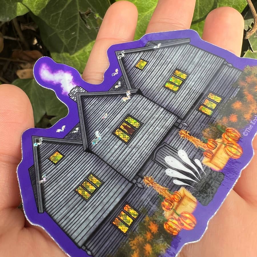 The Enchanted Bruja - Wholesale Sticker - Haunted House Salem Sticker With Glitter Effect1