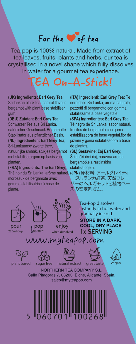 Northern Tea Company – wholesale Tepåsar – Earl Grey Gourmetté på pinne! (20 pinnar per bricka)4