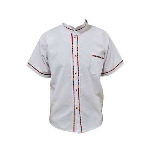 Camisas guayabera mexicanas para hombre, varios colores y tamaños, hechas en México, camisas hawaianas con bolsillo frontal para hombre, casual, manga corta, con botones, playa, Oaxaca, camisa blanca para venta al por mayor de Puerta21