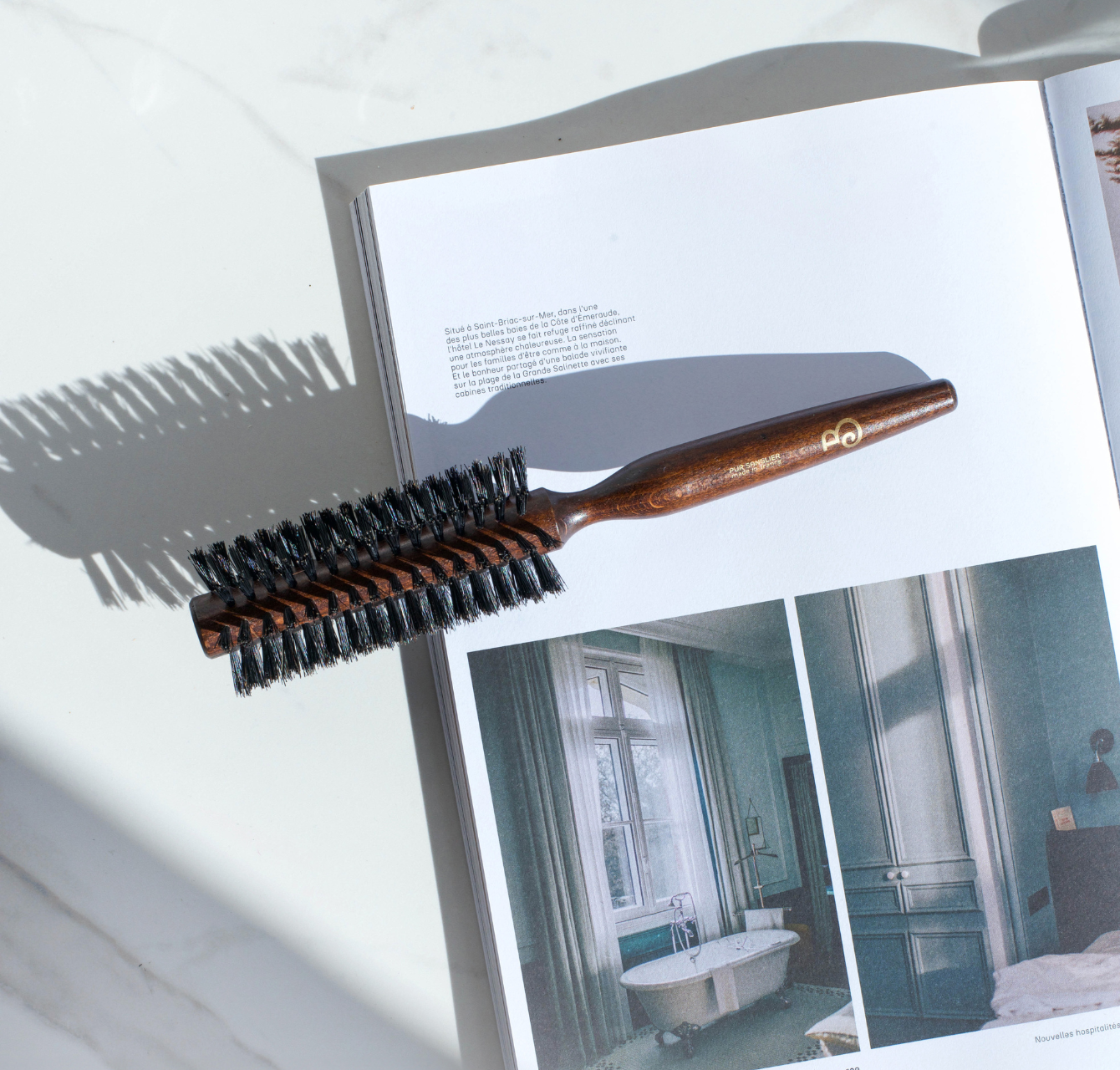 L’Artisan Brossier - Wholesale Haarborstel/kam - L’Artisan Brossier houten borstel met zuivere wilde zwijnharen, 45 mm1