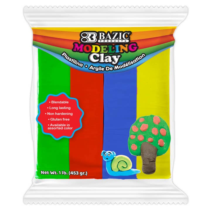 Modeling Clay Sticks 4 Primary Color 1lbs. for wholesale by BAZIC Products