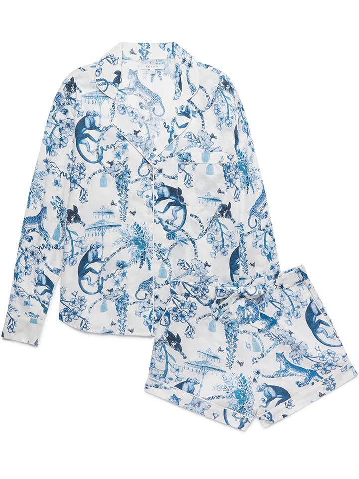 Commodities Trading (UK) Limited - Wholesale Sleepwear Set - Women's - Women's Organic Long Sleeve PJ Short Set - Chinoiserie