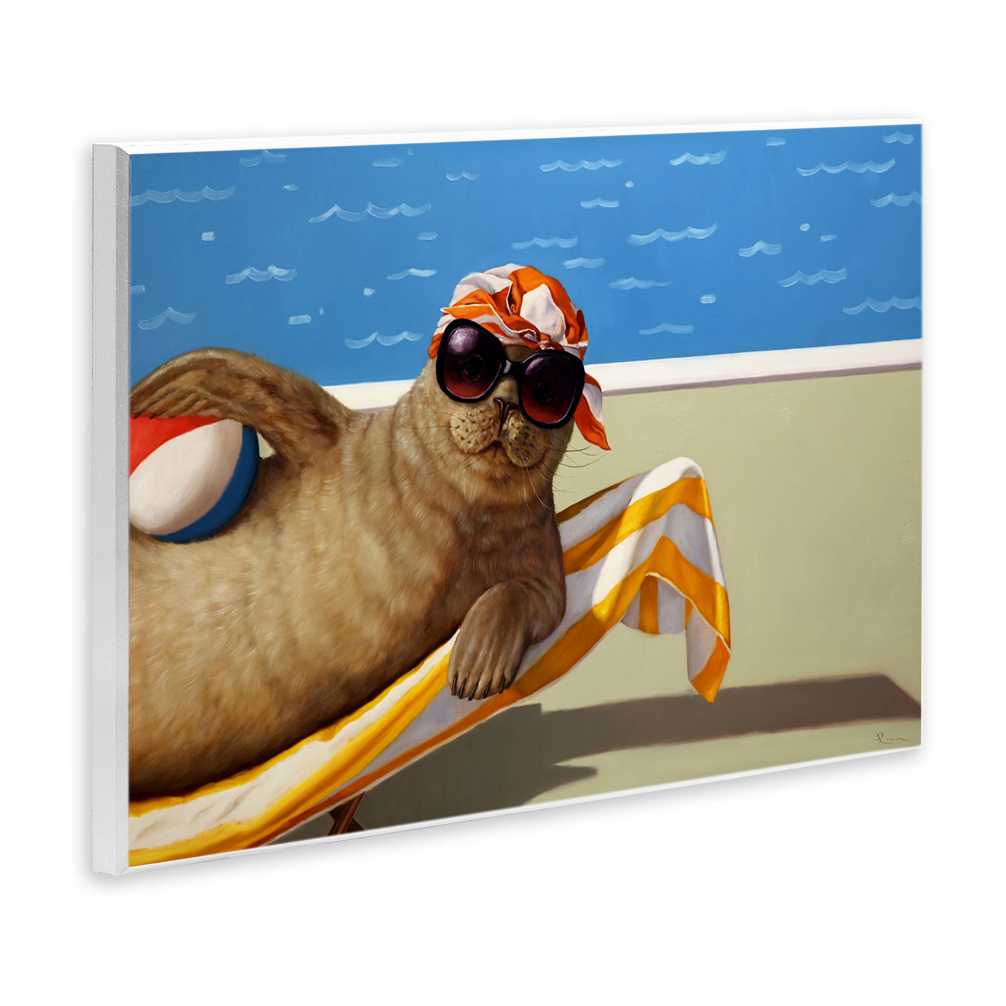 Stupell Industries – wholesale Väggskylt – Säl med strandboll - Oinramad väggkonst3