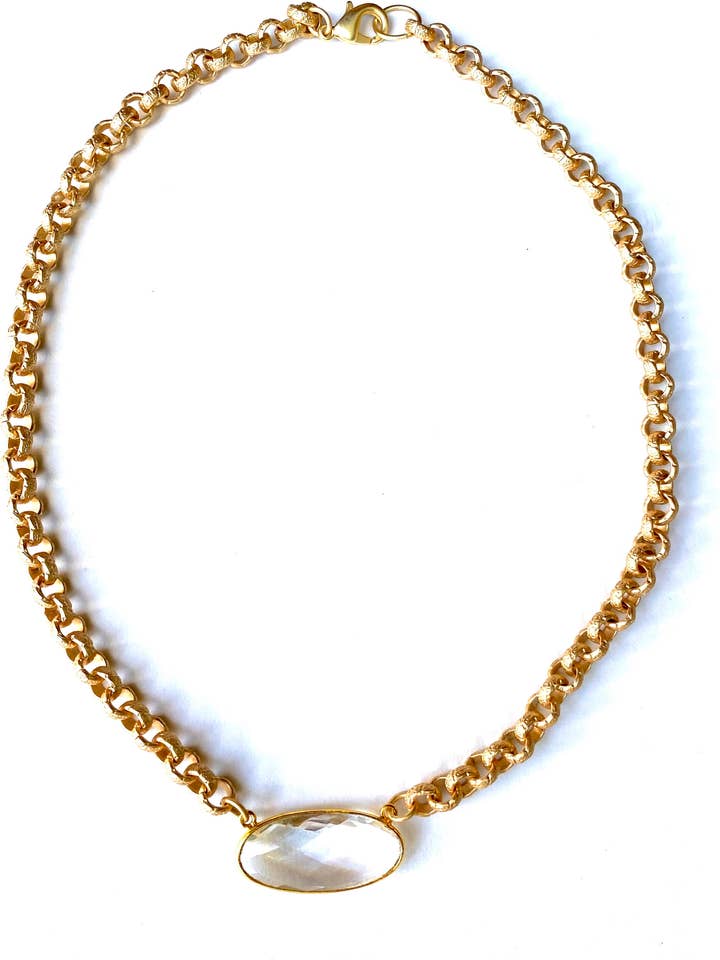 Blaise - Catena incisa con pendente in cristallo per la vendita all'ingrosso da parte di LJ Sonder