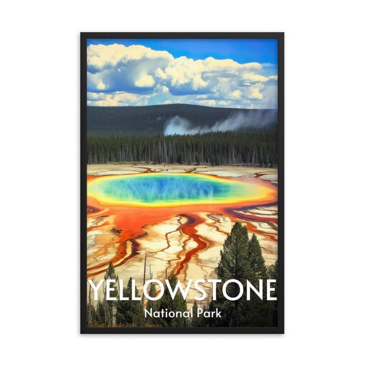 Yellowstone National Park Framed poster for wholesale by Wander Trails